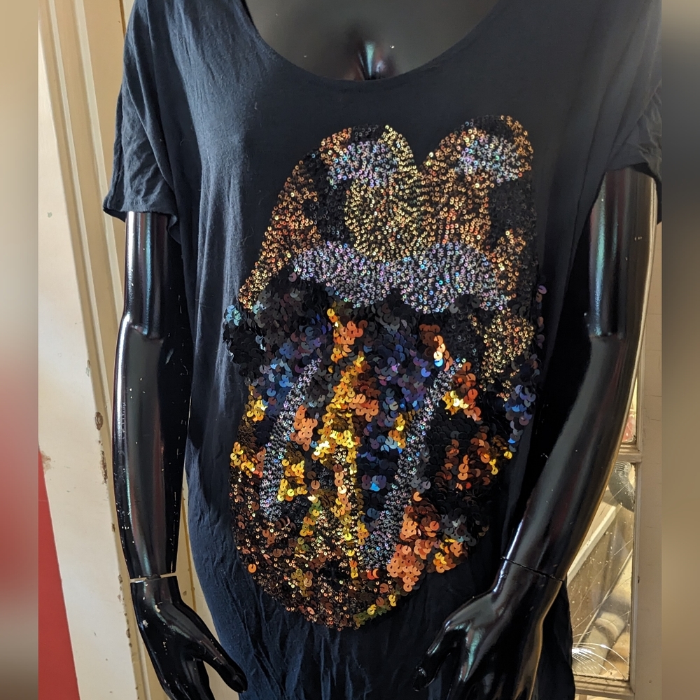 House of the Gods sequined Stones tongue tshirt